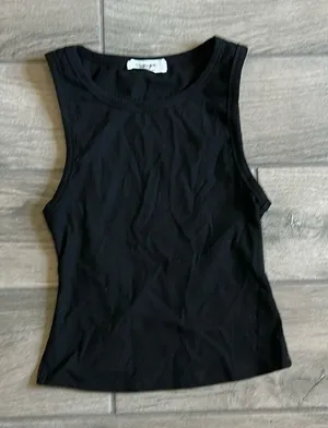 Showpo black ribbed tank top thumbnail 1