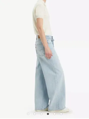 Levis Premium Womens XL Straight Jeans 28 Linen Blue Mid Rise Baggy Loose thumbnail 2
