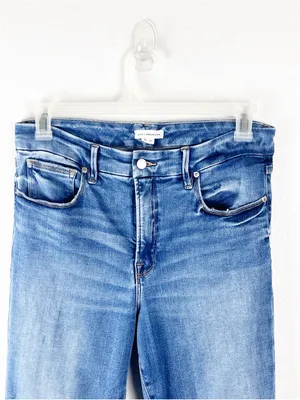 GOOD AMERICAN High Rise Distressed Good Leg Fray Hem Denim Jeans Size 31 thumbnail 10
