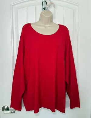 Wonderly Women’s 2X Red Knit Top Sweater Normcore Indie Sleaze Minimalist thumbnail 1