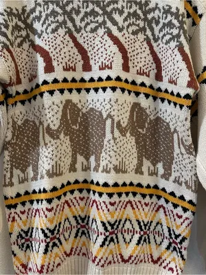 The Villager Women's Fair Isle Vintage Elephant Knit Long Sleeve Cozy Sweater‎ M thumbnail 5