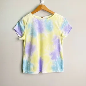 NWT FREE PEOPLE Bright Eyes Yellow Tie-Dye Velvet Tee size S thumbnail 2