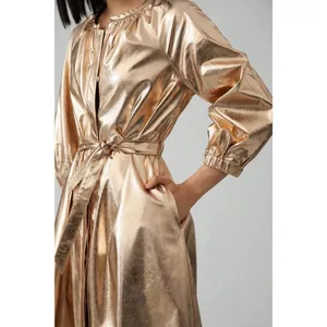 NWT!! Anthropologie MARE MARE Shine Faux Leather Shirt Dress Pearl Metallic XS thumbnail 5