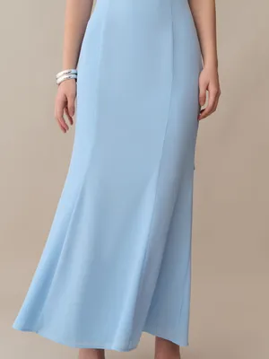 NWT Few Moda Citara Dress size 12 Light Blue one shoulder chiffon maxi o.p.t thumbnail 6