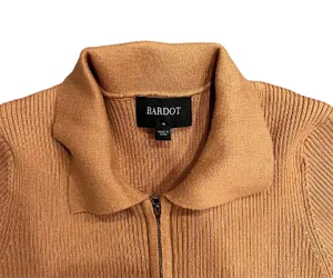 My Favorite Orange / Brown / Ochre Zip Up Collared 70s Style Knit Shirt 🔥 thumbnail 2