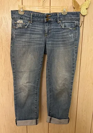 American Eagle Outfitters Light Blue Distressed Jeans thumbnail 1