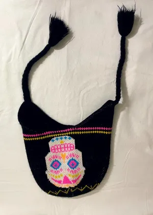 Sugar Skull Knit Beanie Hat Ear Flap Tassel Winter Cap Black OSFM Adult Fleece thumbnail 1