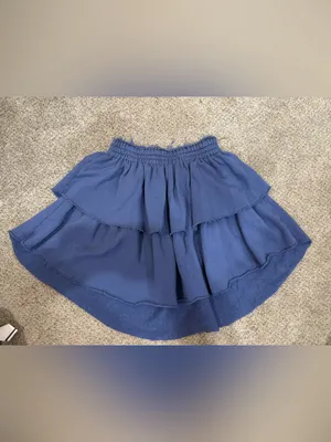 Aerie Ruffle Skirt Tiered Smocked Waist Casual Small Blue Purple Flowy Beachy thumbnail 7