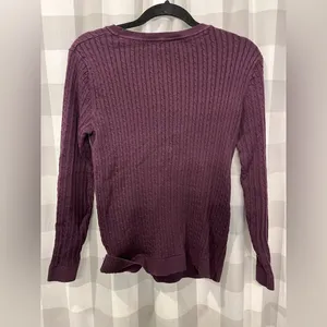Tommy Hilfiger Women's Deep Maroon Cable Knit Sweater thumbnail 4