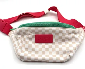 BENEFIT COSMETIC Checkered With Tan Pink Belt Bag/ Fanny Pack **‎ NWOT ** thumbnail 1