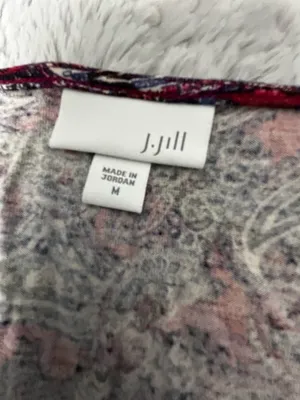 J Jill Red Paisley Patterned V-Neck Top thumbnail 7