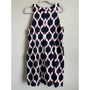 Crown & Ivy Seaside Lattice Printed Sleeveless Dress Navy Womens Sz‎ 14 Coastal thumbnail 3