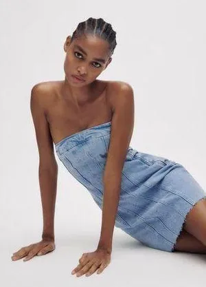 ZARA Mini Denim Dress Bandau Sleevless Blogger Casual Summer thumbnail 15