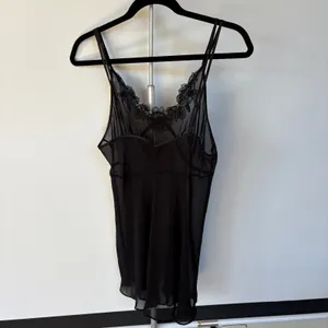 Sheer Sexy Black Lingerie Slip Dress Lace Floral Babydoll Strappy Mini Romantic thumbnail 5
