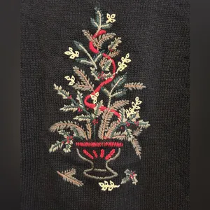 Vintage 90’s‎ Christmas Tree Embroidered Zip Front Holiday Cardigan Size PL thumbnail 6