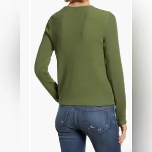 Madewell Womens Jacquard Elwood Knot Front Ribbed Top In Green thumbnail 11