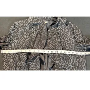 Kasper Womens Metallic Silver Black Zebra Print Ruffle Open Front Jacket Size 6 thumbnail 10