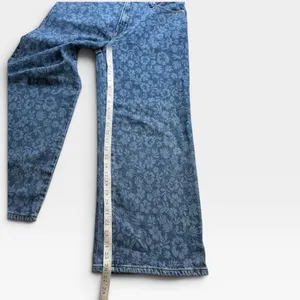 Good American Good Waist Palazzo Crop Floral Denim Wide Leg Jeans Blue 10/30 thumbnail 5