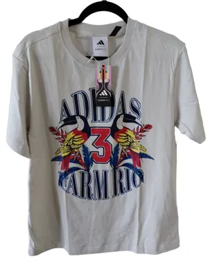 Adidas x Farm Rio Graphic T-Shirt, Women's Size M, NWT Talc Dark Marine thumbnail 2