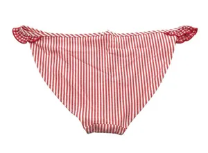 Aerie Swim Bikini Bottom Hipster Brief Seersucker Ruffle Striped Red White S thumbnail 2