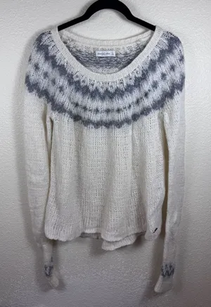 Abercrombie & Fitch‎ Y2K Fair Isle Wool Sweater Women S Embellished Coquette thumbnail 1