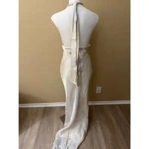 Zara Iridescent Pearl Halter Backless Satin Fairy Effect Dress thumbnail 5