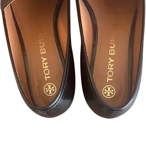 Tory Burch Jessa Black Leather Horsebit Horsehead Loafers Gold Size 8 thumbnail 3