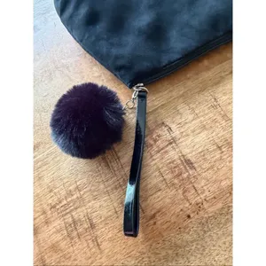 Lancôme Black Cosmetic Bag with Wristlet and Pom Pom thumbnail 4