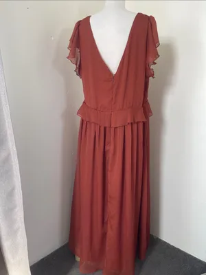 Mango Rust Red Flutter-Sleeve Maxi Dress thumbnail 6