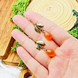 Orange Fruit Earrings Gold thumbnail 4