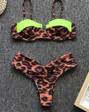 cheetah print green bikini Brown Size M thumbnail 3