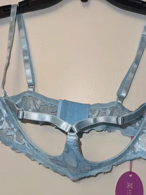 Avidlove Light Blue Lace Underwire Peek a boo Bra thumbnail 1