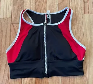 Fila Sports Bra Womens Small Black Red Logo Racerback Gym Workout Ladies thumbnail 1