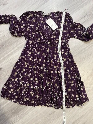 Zara Purple Floral V-Neck Long-Sleeve Mini‎ Dress thumbnail 10