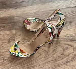D brand Tropical Floral Ankle-Strap Heels - White Multi 7 thumbnail 1