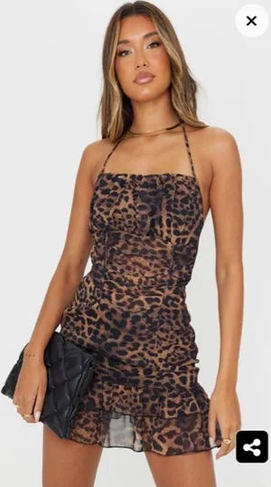 Pretty Little Thing leopard cheetah print bodycon dress thumbnail 1