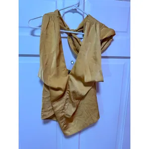 NWT VICI Satin Crossover Halter Neck
Yellow Gold Blouse Size Medium thumbnail 2