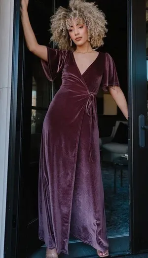 NWT Baltic Born Katelyn Velvet Maxi Wrap Dress thumbnail 1