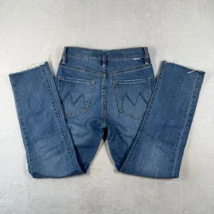 Mother The Insider Ankle Fray Jeans Beyond The Sky Blue Button Fly Size 25 thumbnail 2