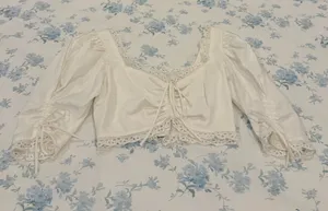 White Milkmaid Crop Top Adjustable Sleeves thumbnail 2
