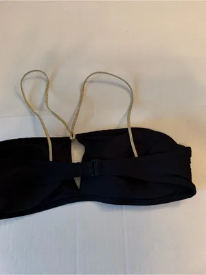 aerie Black Bandeau Top gold straps keyhole size M thumbnail 2