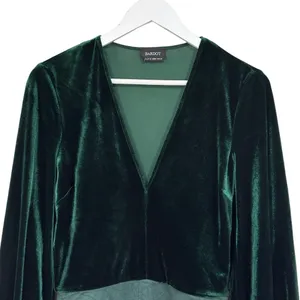 Bardot Long Sleeve Velour Green Spring Bodysuit Size Medium Women’s thumbnail 2