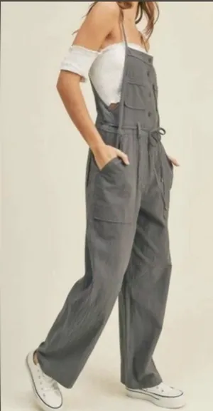 Miou Muse Cotton Dolly Overalls Color: gray/ Blue Garmentory, Size:L NWOT thumbnail 1