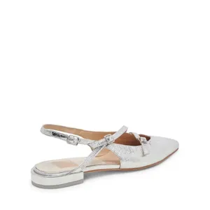 NEW Dolce Vita Pamla Sling Back Metallic Leather Flats Shoes Silver US 8.5 thumbnail 3