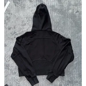 Lululemon Women's Scuba Hoodie Black 1/2 Zip Cropped Thumbholes Sz 4 thumbnail 4