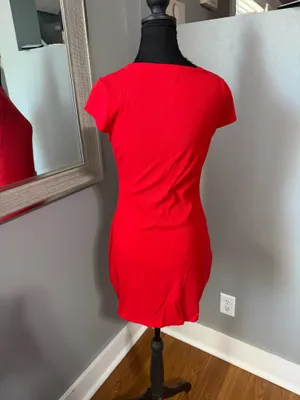 Victoria’s Secret PINK Ribbed Bodycon Bold Red Mini Dress Size Large. thumbnail 4