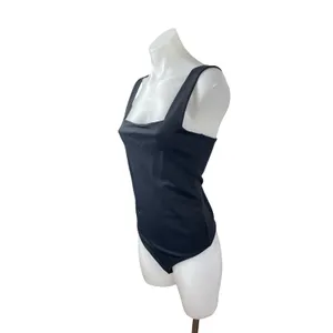 Abercrombie & Fitch Women's Black Square Neck Tank Thong Bodysuit Top Size M thumbnail 2