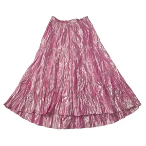 NWT Anthropologie Maeve Alicia in Pink Crinkled Metallic Maxi Skirt 2 thumbnail 5