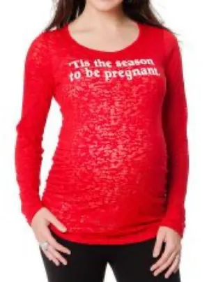 Motherhood Maternity Christmas Long sleeve Tee with side rouching medium‎ thumbnail 1