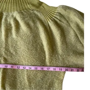 Free People Chartreuse Balloon Sleeve Sweater Cozy Chic Crew Neck Small S thumbnail 7